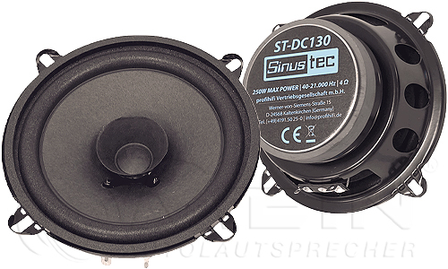 Sinustec ST-DC130 1-Weg Dualcone Lautsprecher für VW Golf I / 1 Cabrio (zzgl. Einbauzubehör von mein-autolautsprecher - passend zusammengestellt für Ihr Fahrzeug)